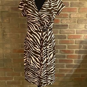 Brown and White Zebra Print Dress